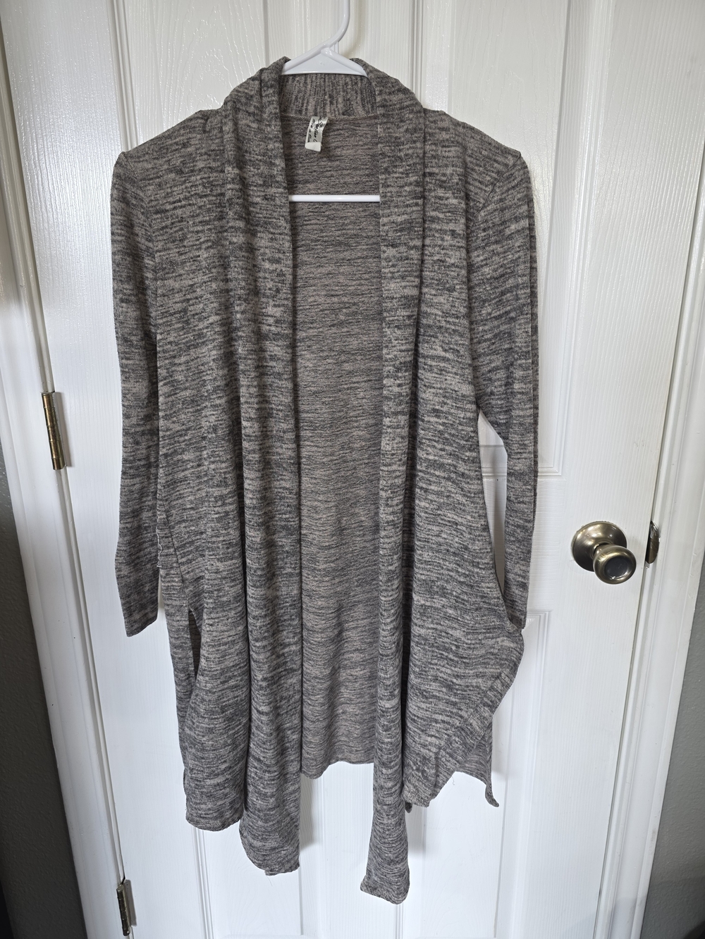 PerSeption Concept Heathered Gray Open Drape Cardigan